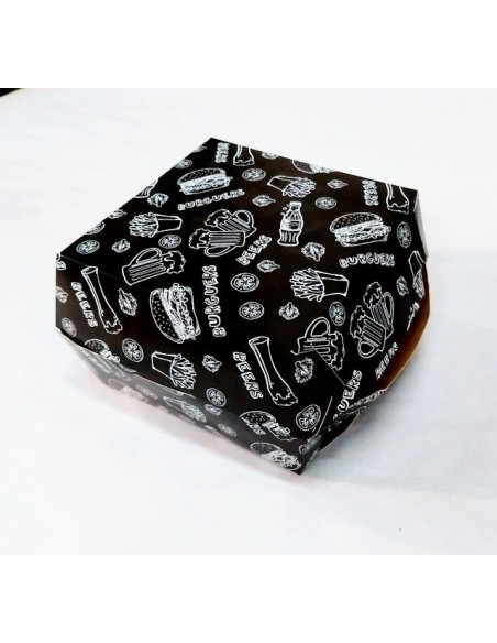 Caja Hamb Gigante Negra Imp 14x14x10 X 1