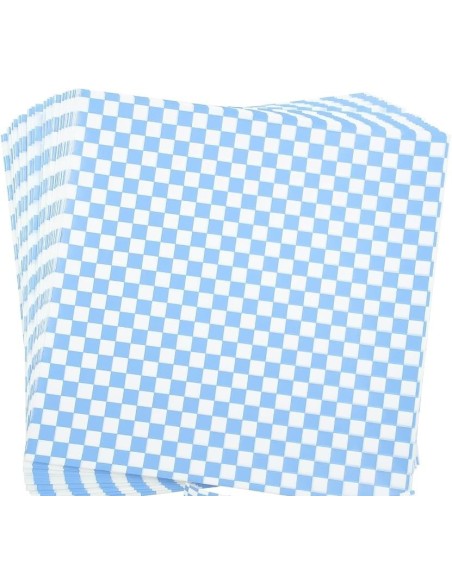Papel Hamburguesa Cuadros Celeste 33x40 X Kg