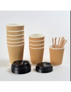 Vaso Papel 8 Oz Ripple Kraft X 1