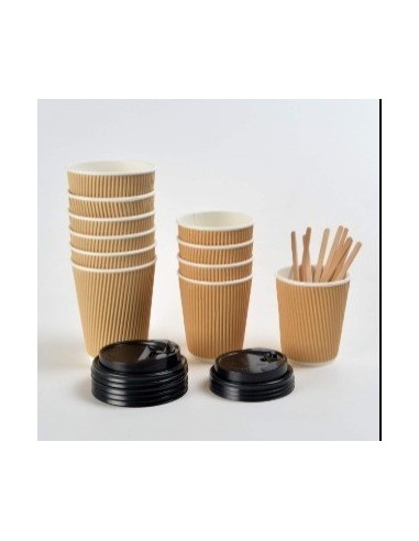 Vaso Papel 8 Oz Ripple Kraft X 1