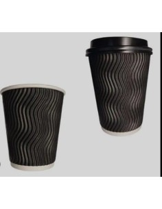 Vaso Papel 8 Oz Ripple Negro X 1