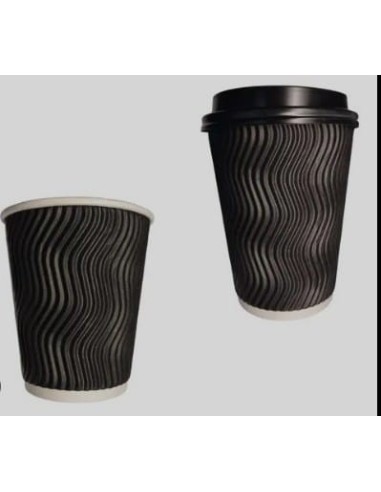 Vaso Papel 8 Oz Ripple Negro X 1