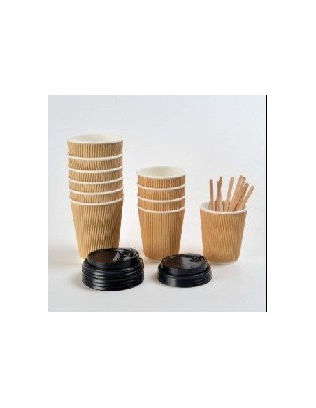 Vaso Papel 12 Oz Ripple Kraft X 1