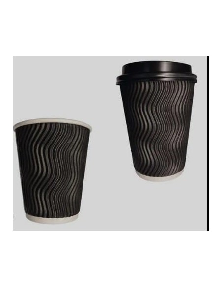 Vaso Papel 12 Oz Ripple Negro X 1